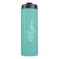 Personalise Name, White Script Vertical, Lt. Teal