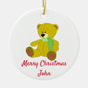Personalise Named Teddy Ceramic Ornament