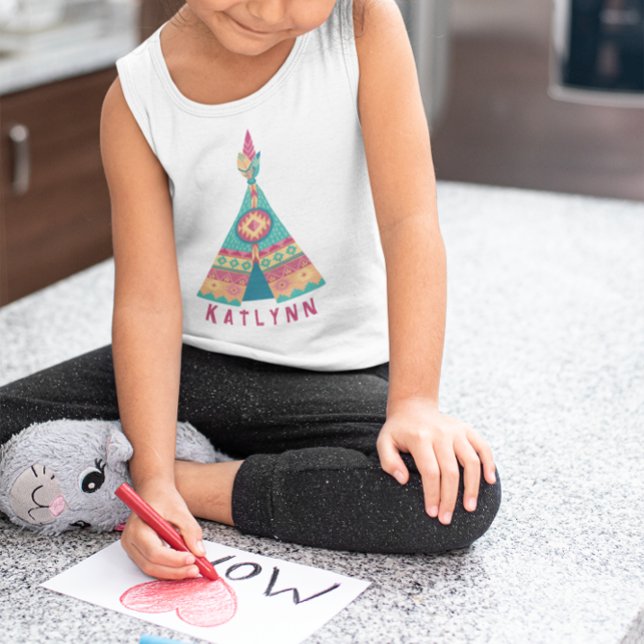 Personalise Native American Pink and Blue Girls  Baby T-Shirt (Personalize Native American Pink and Blue Girls Baby T-Shirt )