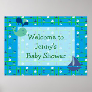 Personalise Nautical Sailboats Baby shower Poster
