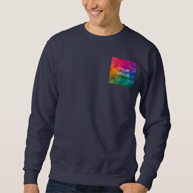 Personalise Navy Blue Add Image Logo Template Sweatshirt (Front)