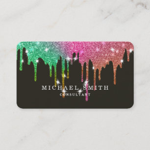 Personalise Navy Blue Gold Drip Modern Stylish Business Card