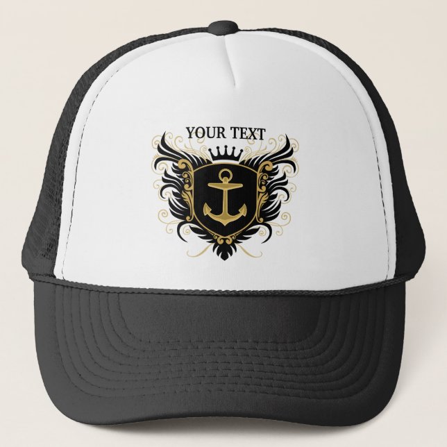 Personalise Navy Crest Trucker Hat (Front)