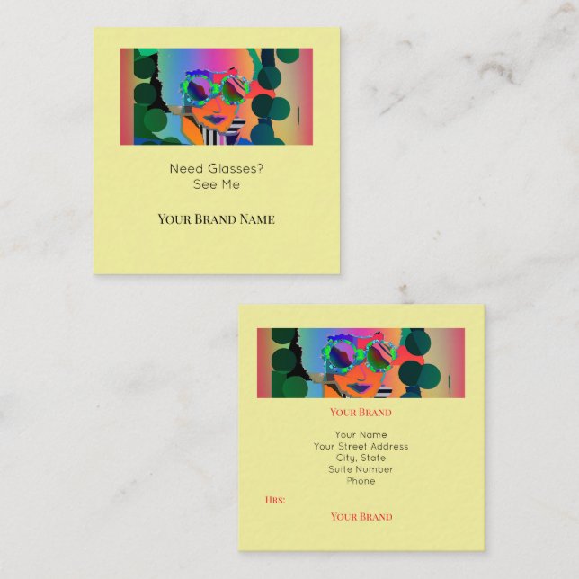 Personalise Need Glasses?  Square Business Card (Front/Back)