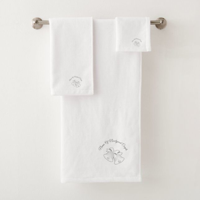 Personalise Newlyweds Wedding Bells  Bath Towel Set (Insitu)