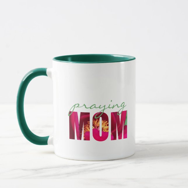 Personalise note "Praying Mum" Floral Christian  Mug (Left)
