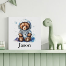 Personalise Nursery Kids Room Astronaut Bear