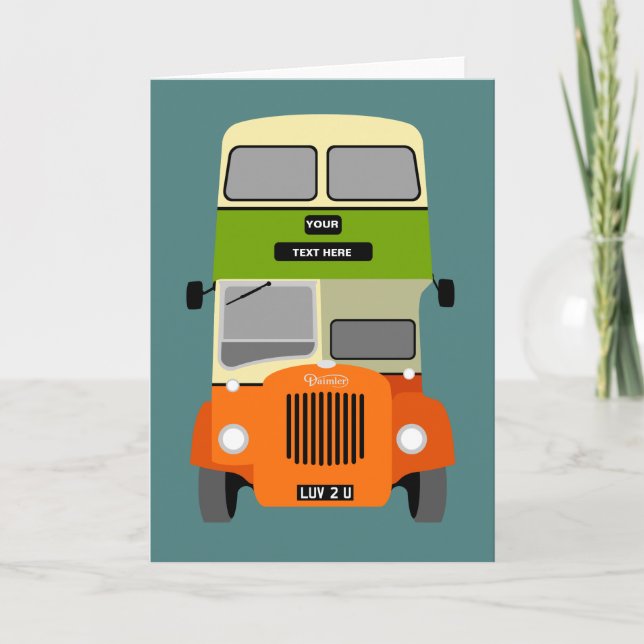 Personalise Old Glasgow Double Decker Bus Card (Front)