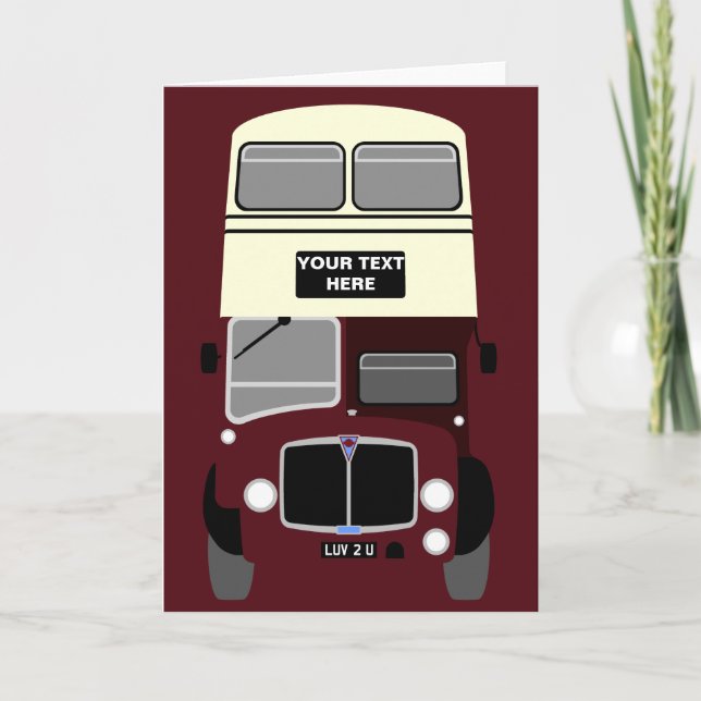 Personalise Old Lowestoft Double Decker Bus Card (Front)