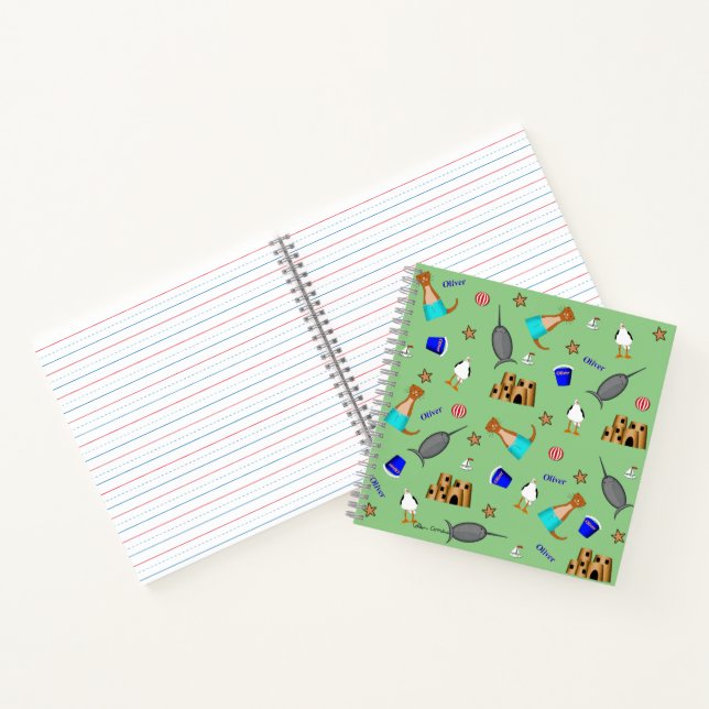 Personalise Oliver The Otter Summer Beach Notebook (Inside)