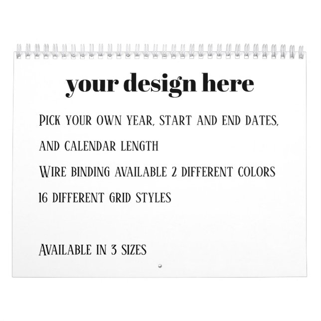 Personalise or Customise  Calendar (Cover)