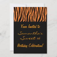 Personalise Orange and Black Zebra Invites