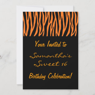 Personalise Orange and Black Zebra Invites