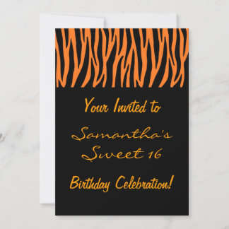 Personalise Orange and Black Zebra Invites