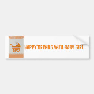 Personalise Orange baby carriage Bumper Sticker