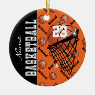 Personalise Orange Basketball Ceramic Tree Decoration