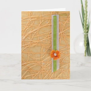 Personalise Orange flower and abstract pattern Card