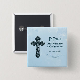 Personalise, Ordination Anniversary Priest, Cross 15 Cm Square Badge