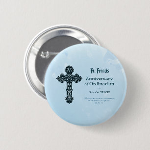 Personalise, Ordination Anniversary Priest, Cross 6 Cm Round Badge