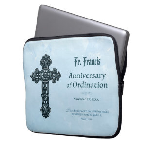 Personalise, Ordination Anniversary Priest, Cross Laptop Sleeve
