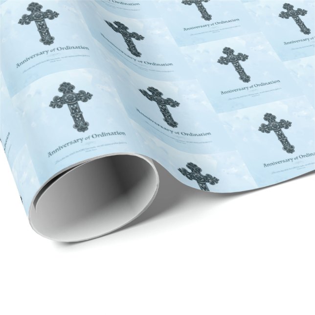 Personalise, Ordination Anniversary Priest, Cross Wrapping Paper (Roll Corner)