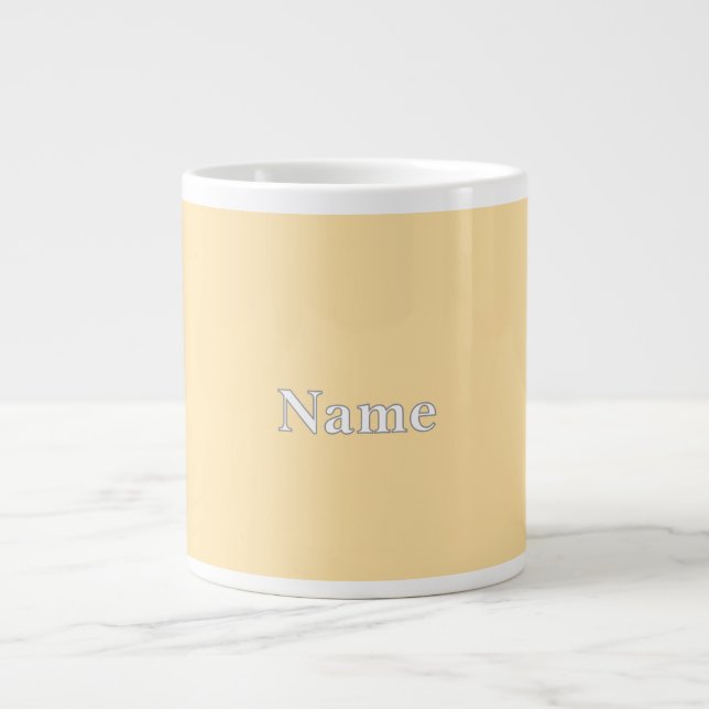 Personalise Pale Yellow  Personalise With Name  Large Coffee Mug (Front)