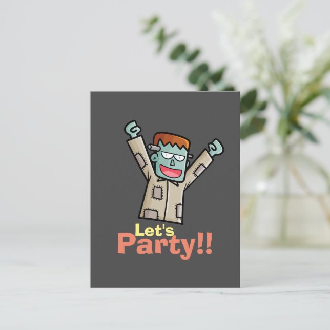 Personalise Party Frankenstein Postcard (Standing Front)