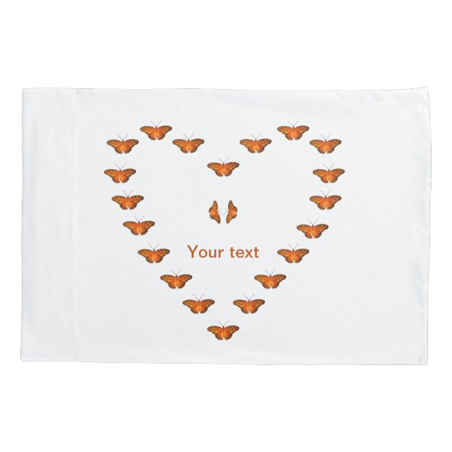 Personalise Passion butterflies in heart shape  Pillowcase (Back)