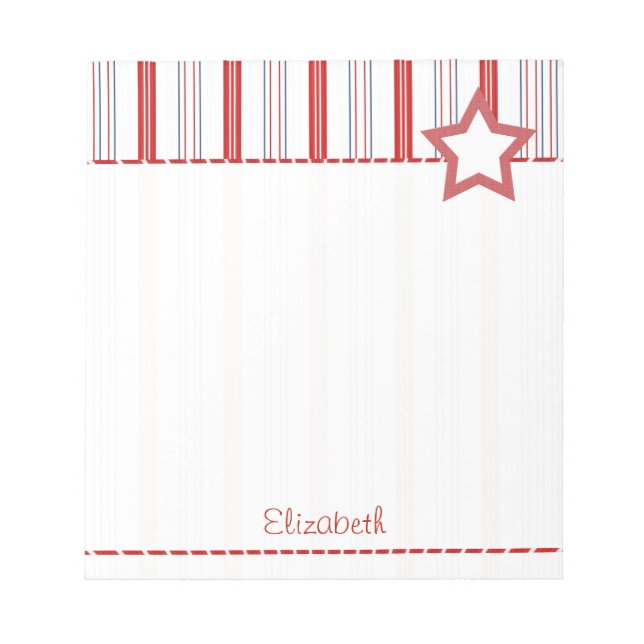 Personalise:  Patriotic Red White and Blue Stripes Notepad (Front)