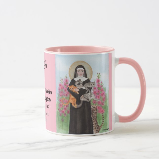 Personalise Patron Saint of Cats Gertrude Coffee Mug (Right)