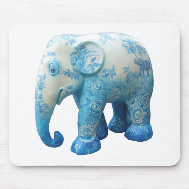 Personalise Pattern Flowers Roses Vines Blue Art Mouse Pad (Front)