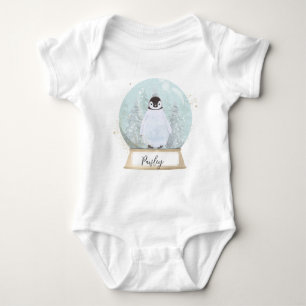 Personalise Penguin Christmas Baby Bodysuit
