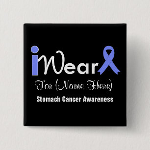 Personalise Periwinkle Ribbon Stomach Cancer 15 Cm Square Badge