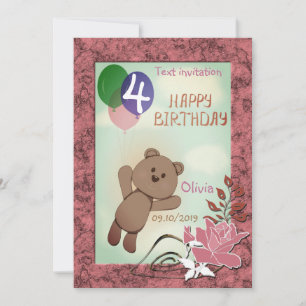 Personalise, personal, birthday, Teddy bear Invitation