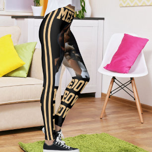 Personalise Pet Cat Mum Cute Black Peach Photo Leggings