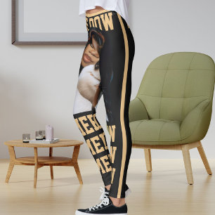 Personalise Pet Cat Mum Cute Charcoal Peach Photo Leggings