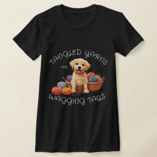 Personalise Pet Photo Tangled Yarns & Wagging Tail T-Shirt
