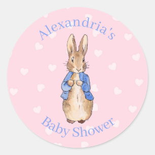 Personalise Peter the rabbit Baby Shower Classic Round Sticker