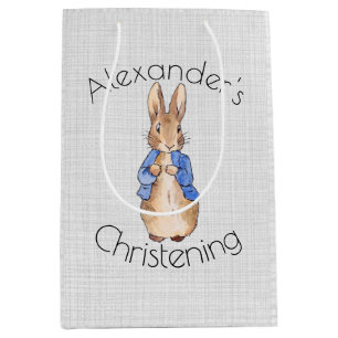Personalise Peter the rabbit Christening Medium Gift Bag