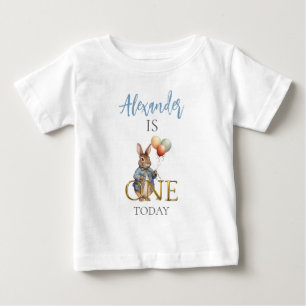 Personalise Peter the rabbit First birthday Baby T-Shirt