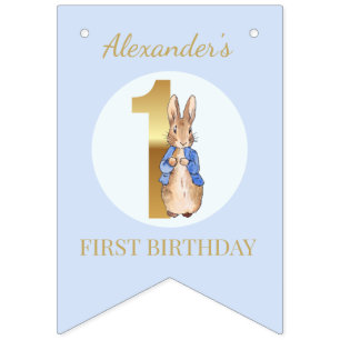 Personalise Peter the rabbit First Birthday Bunting