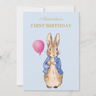 Personalise Peter the Rabbit First Birthday Invitation