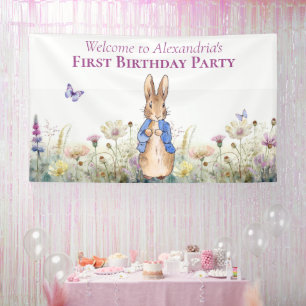 Personalise Peter the rabbit First Birthday Party Banner