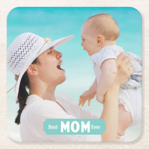 Personalise Photo Best Mum Ever Mother's Day Square Paper Coaster