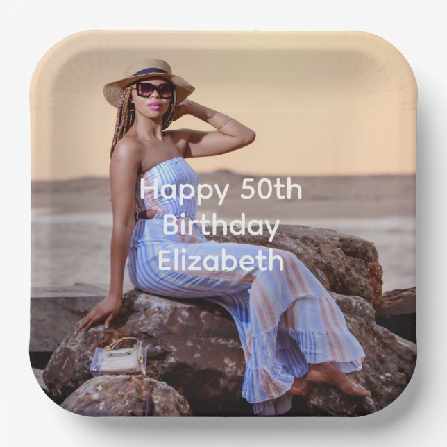 Personalise Photo Birthday His Her  Paper Plate (Front)