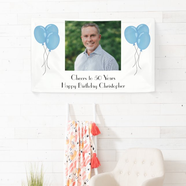 Personalise Photo Birthday Party for Him or Her  Banner (Insitu)