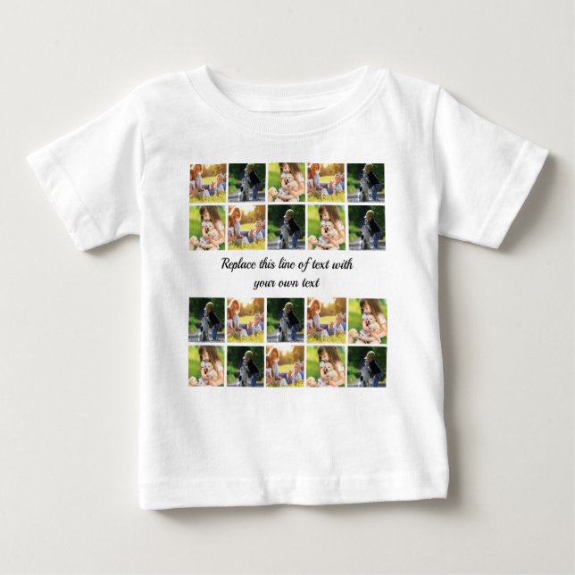 Personalise photo collage and text baby T-Shirt (Front)