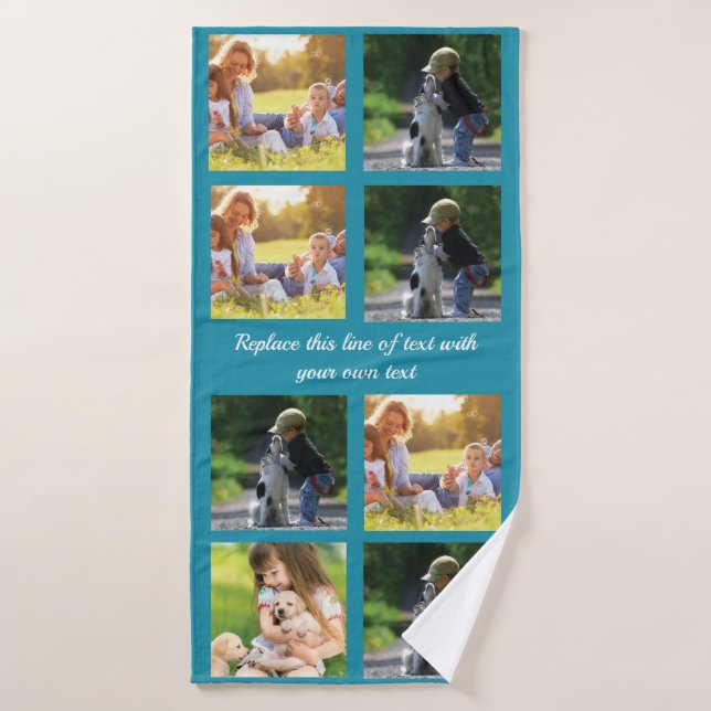 Personalise photo collage and text bath towel (Bath Towel)