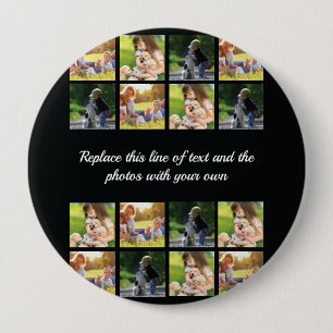 Personalise photo collage and text button