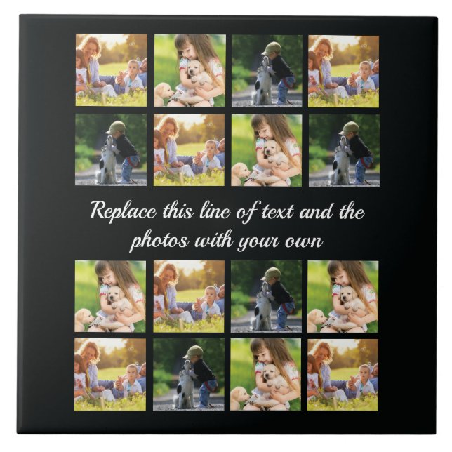 Personalise photo collage and text ceramic tile (Front)